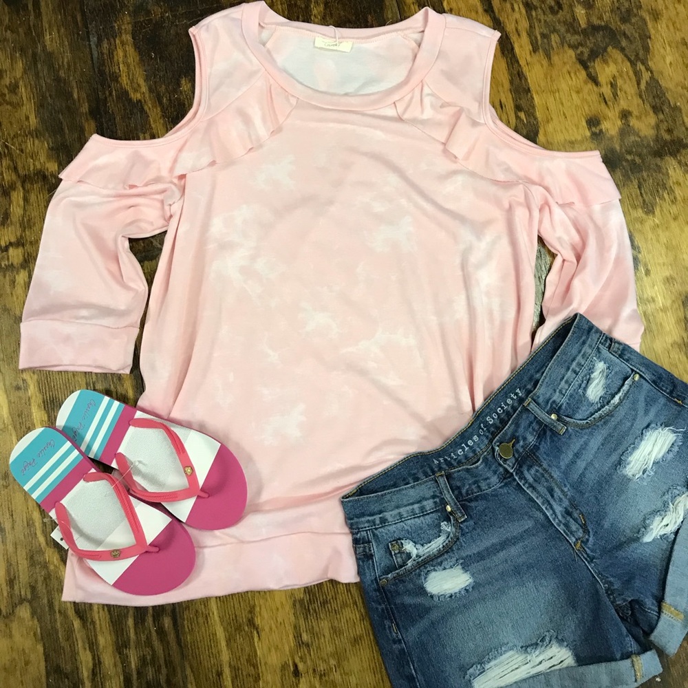 Oddy cold shoulder tie dye light weight shirt
